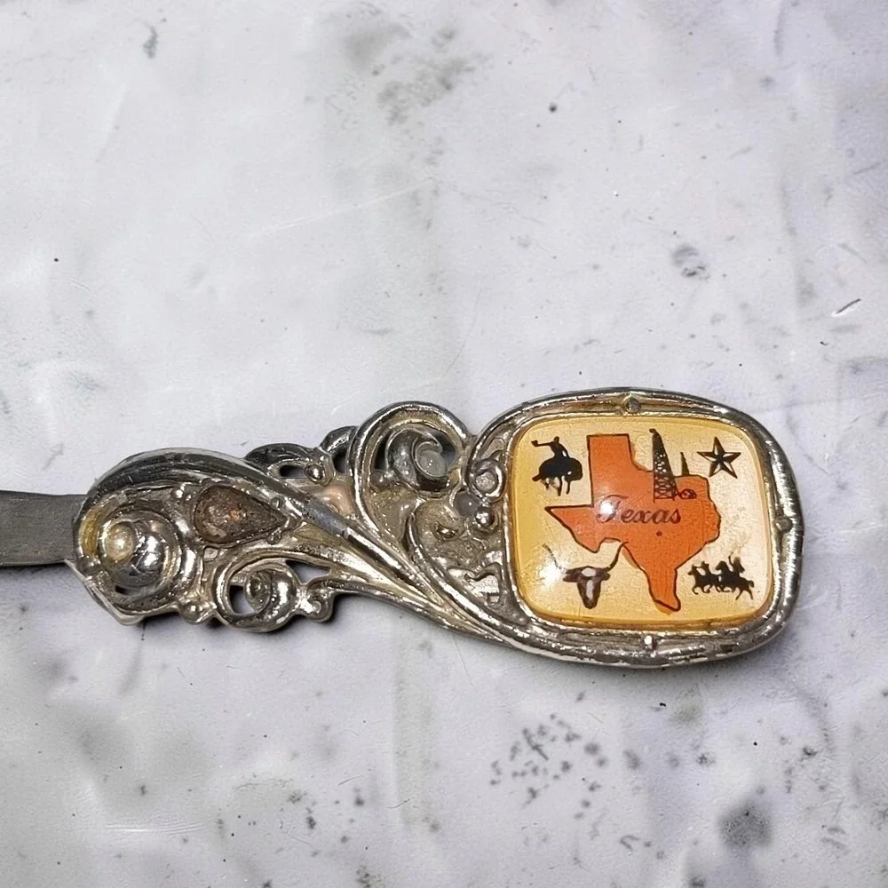 VTG 1950's Jula Texas Souvenir Metal Letter Opener Western Filigree Office Desk